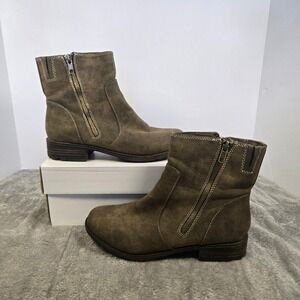 Hocus Pocus Sportster Womens Brown Distressed Ankle Boots Size 7M Low Block Heel